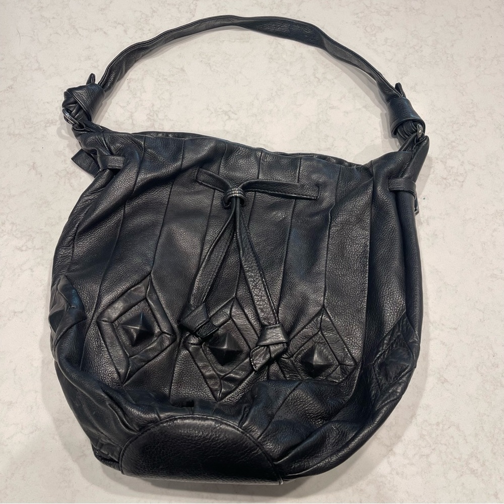 Elliott Lucca Black Bucket Hobo Bag